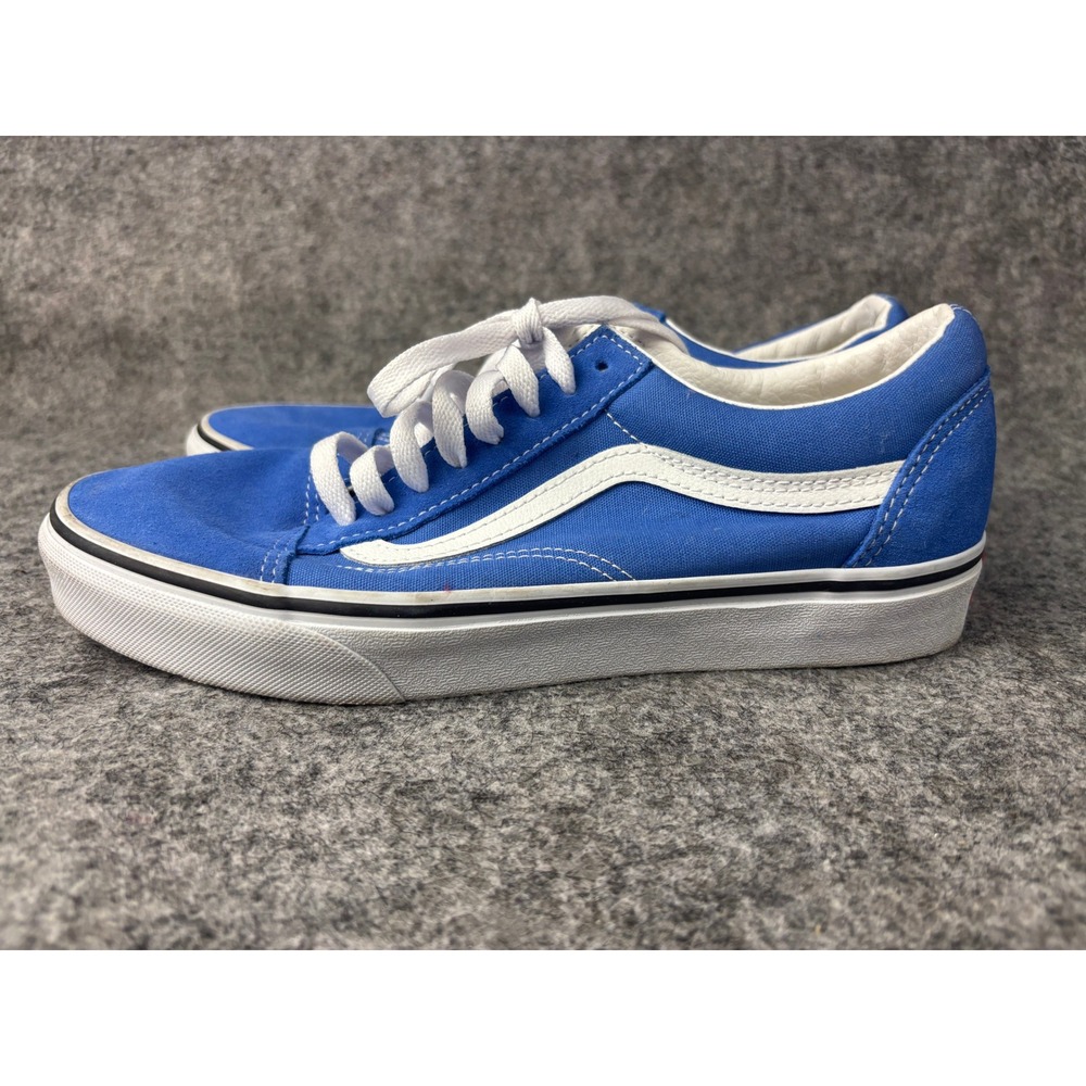 Vans Old Skool Shoes Mens 7.5 Womens 9 Blue Suede Canvas Low Top Sneakers